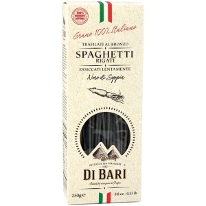 Paste italiene Spaghetti Rigati al nero di seppia Di Bari 250g 