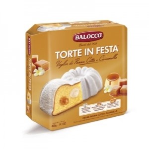 Torta Balocco "In Festa" cu crema Panna Cotta si crema caramel 400g