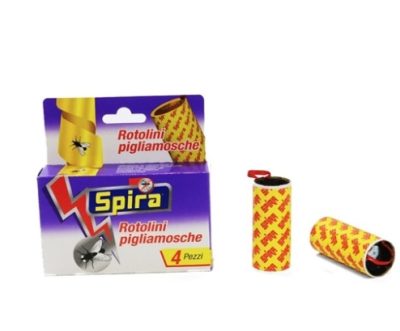 Banda adeziva pentru capturat muste Spira pigliamosche, 4buc Banda adeziva pentru capturat muste Spira pigliamosche, 4buc