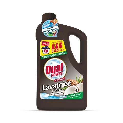 Detergent lichid italian pentru rufe Dual Power Cocos 5 litri - 100 utilizari Detergent lichid italian pentru rufe Dual Power Cocos 5 litri - 100 utilizari