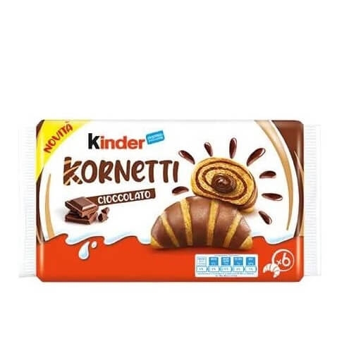 Cornuri cu ciocolata Kinder Kornetti, 6 buc, 252g