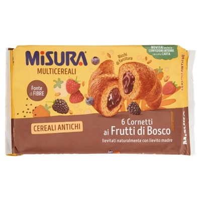 Cornuri cu crema de fructe de padure Misura Multicereali  6 buc