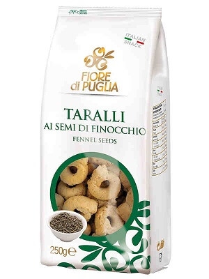 Covrigei italieni Taralli cu seminte de fenicul Fiore di Puglia 250g Covrigei italieni Taralli cu seminte de fenicul Fiore di Puglia 250g