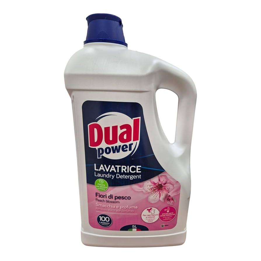Detergent lichid italian pentru rufe Dual Power Flori de piersic 5 litri - 100 utilizari