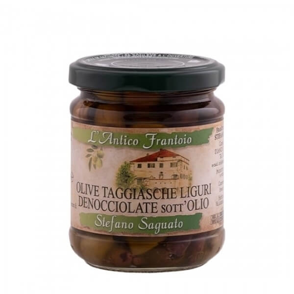 Masline italiene Taggiasche fara samburi in ulei de masline L'Antico Frantoio Stefano Saguato 180g