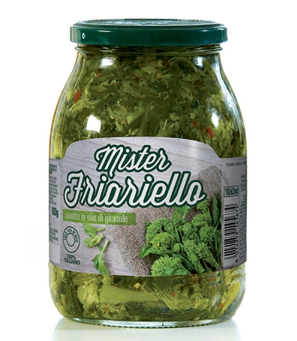 Conserva italiana din broccoli in ulei de floarea soarelui Mister Friariello 960ml Conserva italiana din broccoli in ulei de floarea soarelui Mister Friariello 960ml