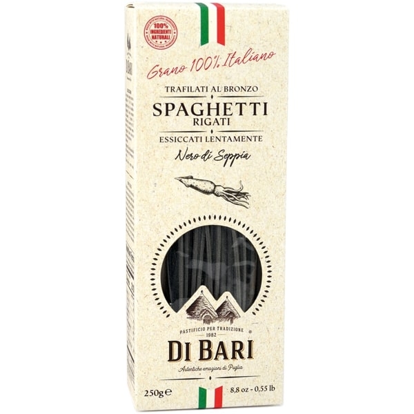 Paste italiene Spaghetti Rigati al nero di seppia Di Bari 250g