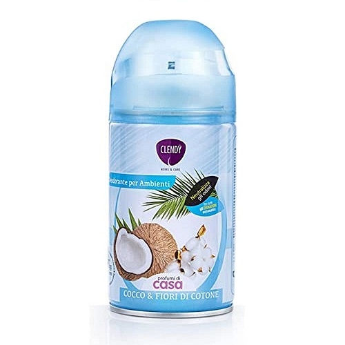 Rezerva spray odorizant pentru incaperi Clendy Cocos si Flori de bumbac, 300 ml Rezerva spray odorizant pentru incaperi Clendy Cocos si Flori de bumbac, 300 ml