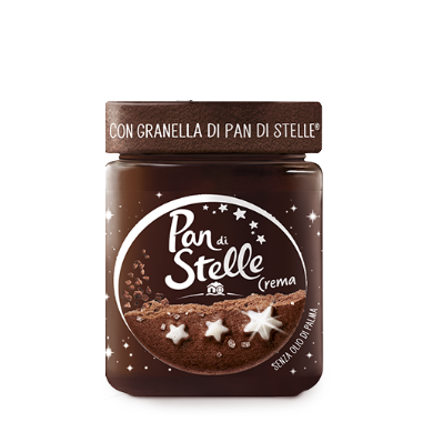 Crema de ciocolata, alune si bucatele de biscuiti Pan di Stelle 330g Crema de ciocolata, alune si bucatele de biscuiti Pan di Stelle 330g