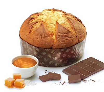 Cozonac italian artizanal Panettone Crema de caramel sarat si ciocolata Gilber 1kg - ambalat manual