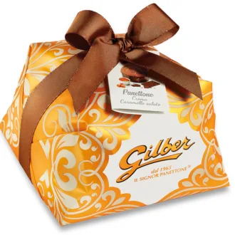 Cozonac italian artizanal Panettone Crema de caramel sarat si ciocolata Gilber 1kg - ambalat manual