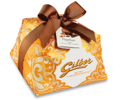 Cozonac italian artizanal Panettone Crema de caramel sarat si ciocolata Gilber 1kg - ambalat manual Cozonac italian artizanal Panettone Crema de caramel sarat si ciocolata Gilber 1kg - ambalat manual
