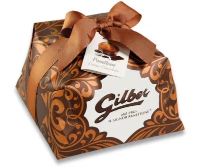 Cozonac italian artizanal cu crema de ciocolata Panettone Crema Cioccolato Gilber 1kg Cozonac italian artizanal cu crema de ciocolata Panettone Crema Cioccolato Gilber 1kg