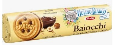 Biscuiti italieni cu crema de alune si cacao Mulino Bianco Baiocchi 168g Biscuiti italieni cu crema de alune si cacao Mulino Bianco Baiocchi 168g