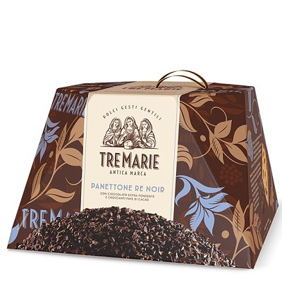 Cozonac italian cu ciocolata extra amara Panettone Re Noir Tre Marie 1 kg