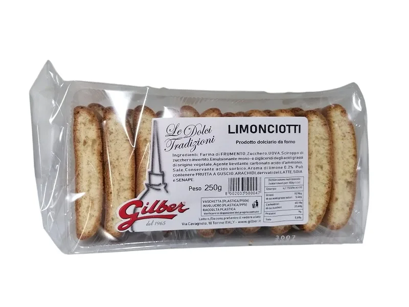 Biscuiti artizanali italieni cu lamaie Limonciotti Gilber 250g