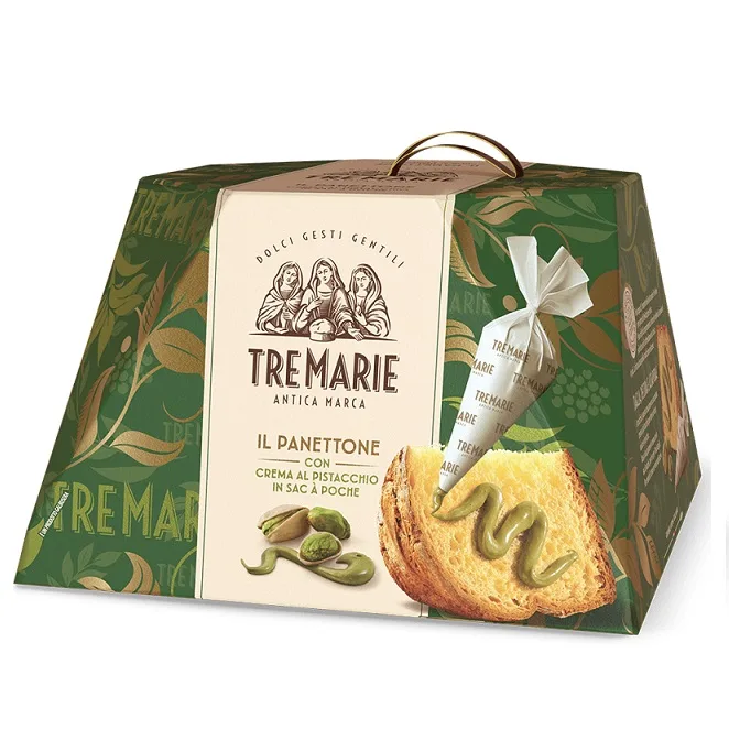 Cozonac italian Panettone cu crema de fistic Tre Marie 950g Cozonac italian Panettone cu crema de fistic Tre Marie 950g