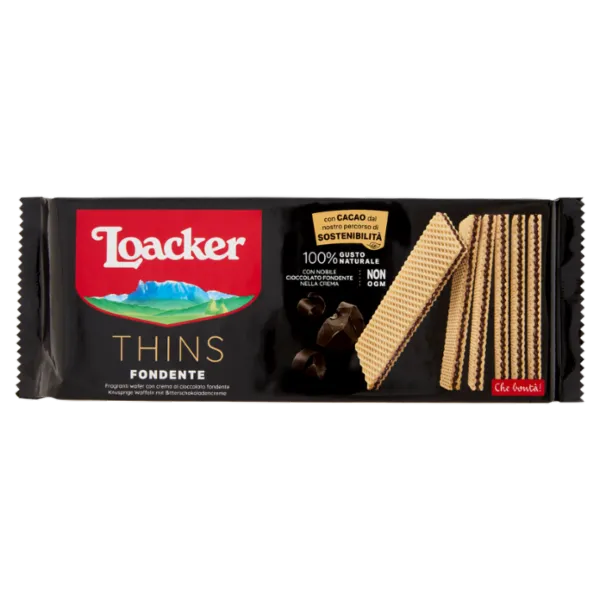 Napolitane cu crema de ciocolata amaruie Loacker Thins, 175g