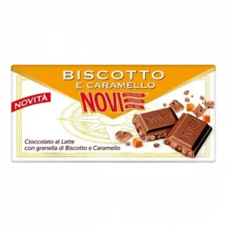 Ciocolata cu granule de biscuiti si caramel Novi Biscotto Caramellato 100g