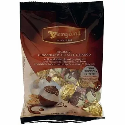Praline de ciocolata cu crema de cereale Vergani Sfere Double 100g Praline de ciocolata cu crema de cereale Vergani Sfere 100g